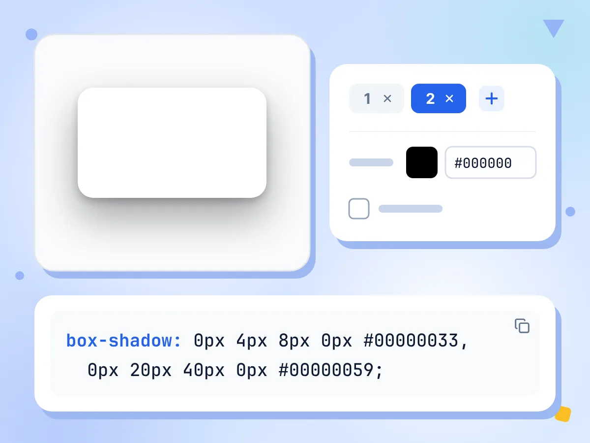 Générateur d'ombre de boîte avec deux couches, 0px 4px 8px #00000033 et 0px 20px 40px #00000059, et le code box-shadow