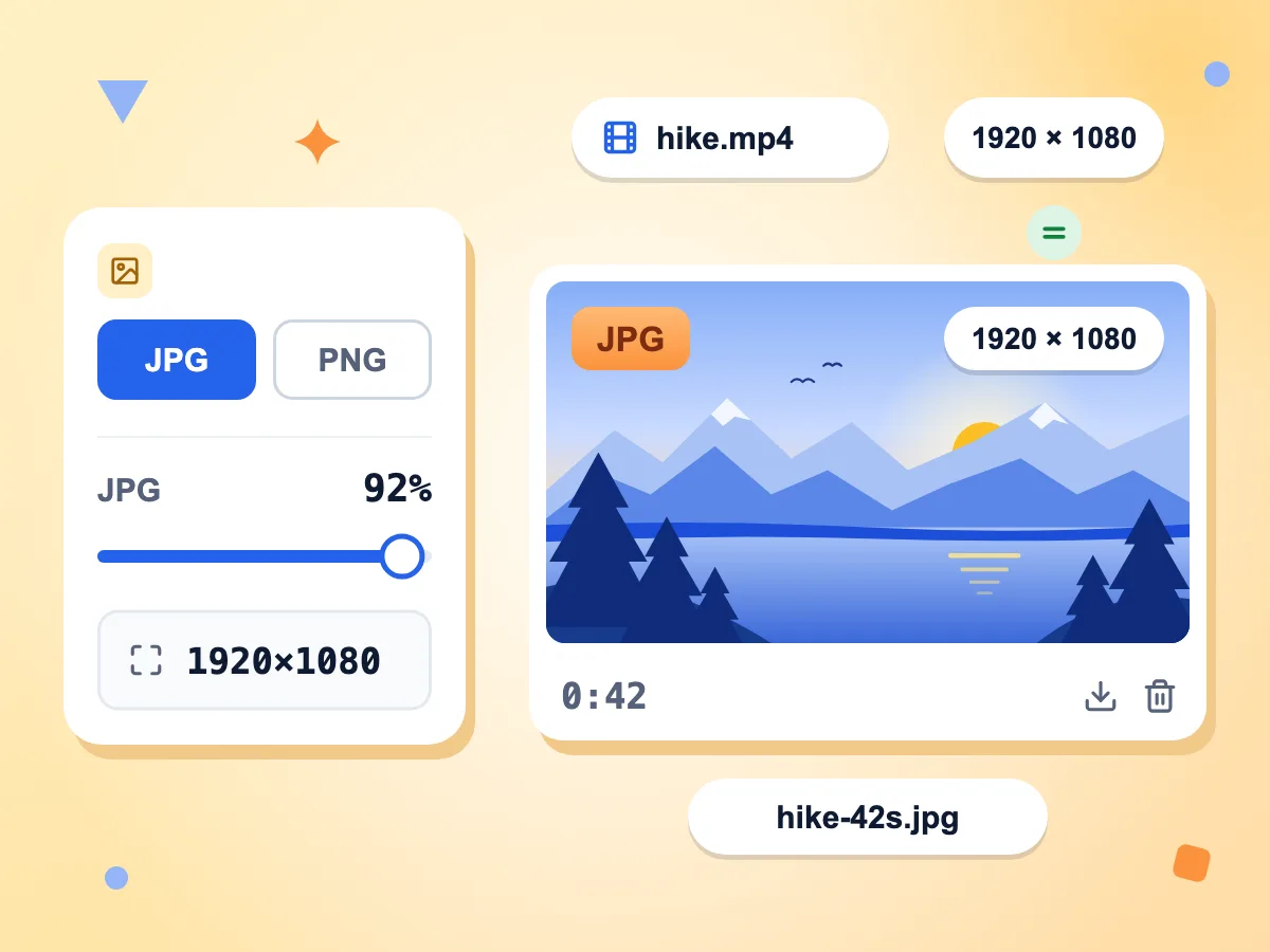 Ajustes de fotograma de vídeo a JPG: JPG con calidad del 92 % y un MP4 de 1920 × 1080 guardado como imagen fija de 1920 × 1080, hike-42s.jpg