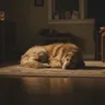 Geceleyin iç mekanda bir köpeğin grenli fotoğrafı